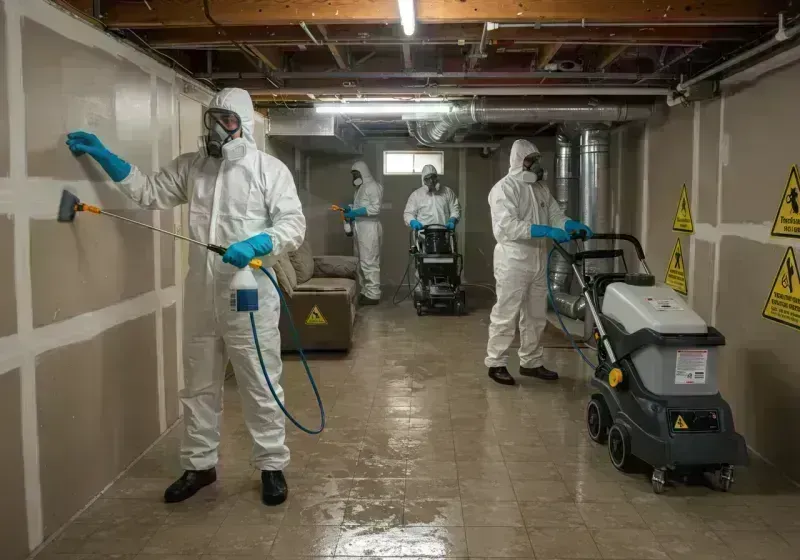 Basement Moisture Removal and Structural Drying process in Stover, MO